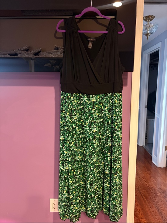 Lane Bryant Dresses & Skirts - Lane Bryant Black Bodice Green Mosaic Maxi Dress